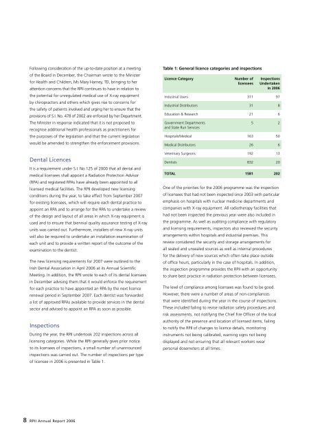 Annual Report and Accounts 2006 - Radiological Protection Institute ...