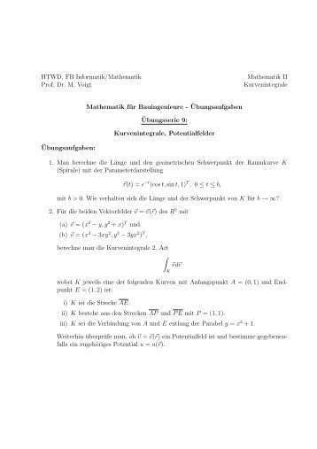 HTWD, FB Informatik/Mathematik Mathematik II Prof. Dr. M. Voigt ...