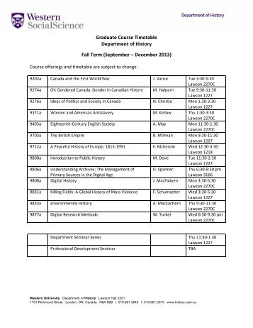Course Timetable (PDF) - History