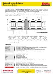 Sekundär-Antriebsketten Technische Daten - Enuma