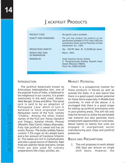 JACKFRUIT PRODUCTS - Dc Msme