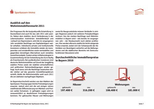 Marktspiegel fÃ¼r Bayern 2011 - Sparkassen Immobilien