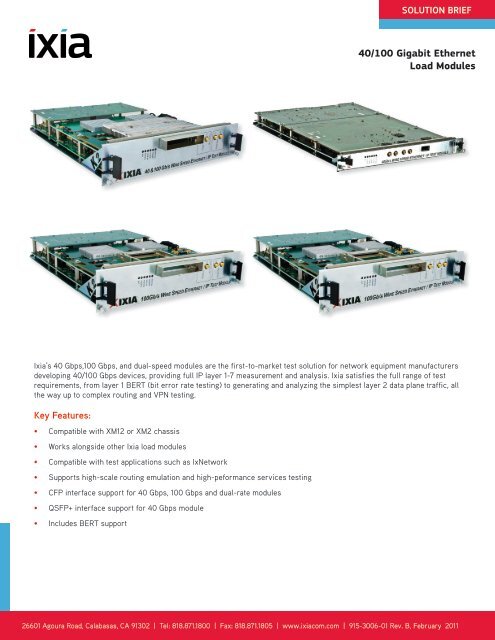 40/100 Gigabit Ethernet Load Modules - Ixia