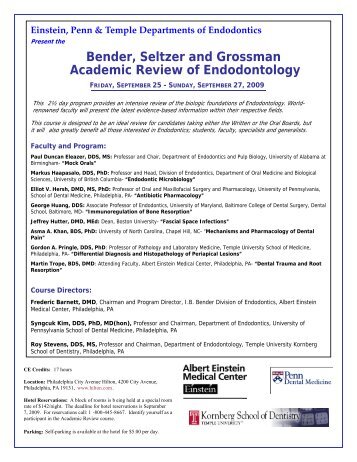 Bender, Seltzer and Grossman Academic Review of Endodontology