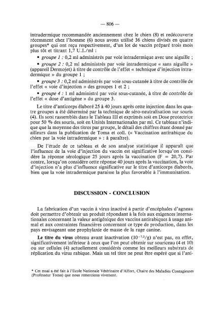 Etude d'un vaccin contre la rage animale, Ã  virus inactivÃ© ... - OIE