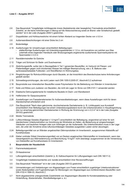 Bauregelliste A, Bauregelliste B und Liste C - Ausgabe 2012/1 ...