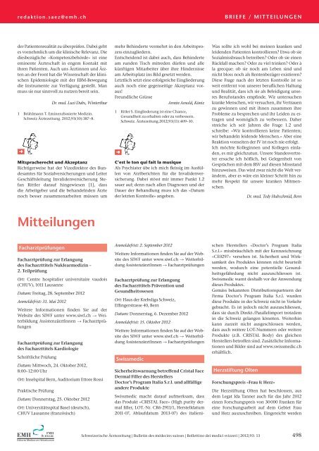 FMH Services - Schweizerische Ãrztezeitung