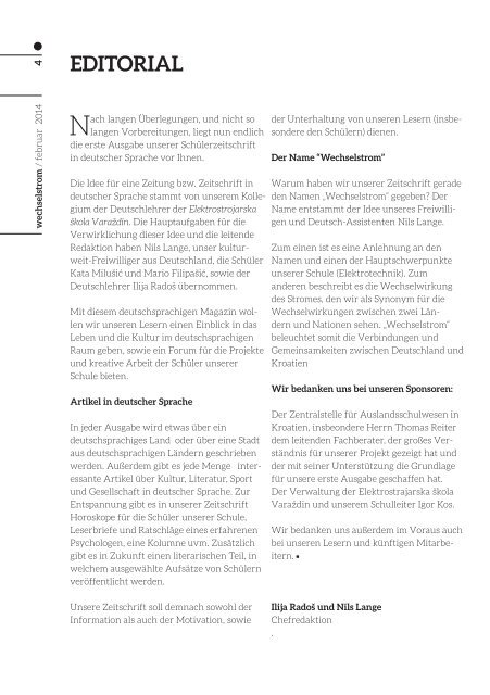 wechselstrom - Ausgabe No°1 Februar 2014