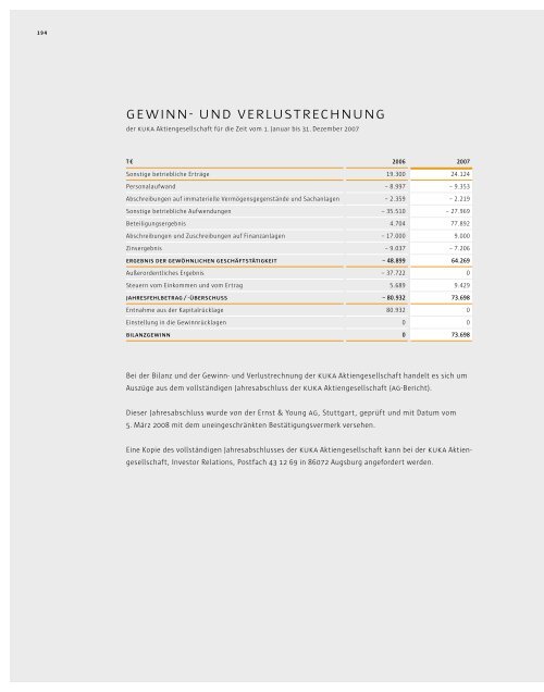 GeschÃ¤ftsbericht 2007 - KUKA Aktiengesellschaft