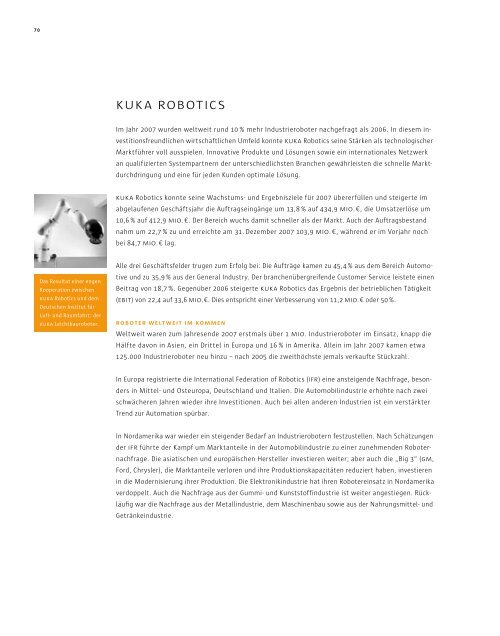 GeschÃ¤ftsbericht 2007 - KUKA Aktiengesellschaft