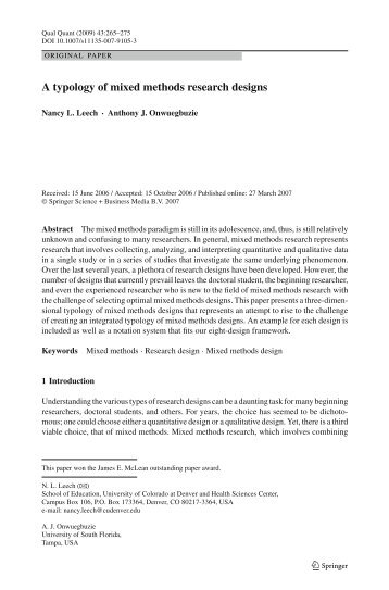 A typology of mixed methods research designs - KU Leuven