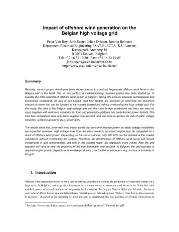 Impact of offshore wind generation on the Belgian high ... - KU Leuven