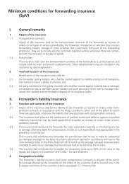 Minimum conditions for forwarding insurance (SpV)