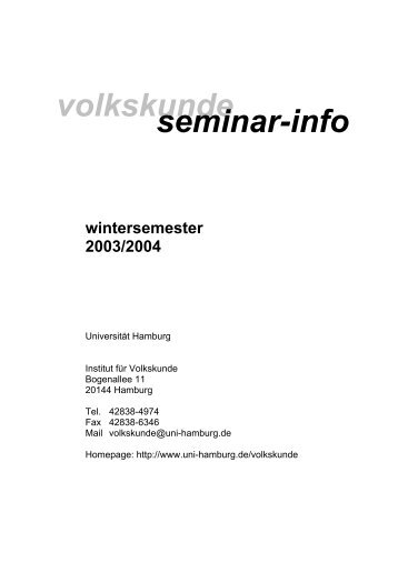 volkskunde seminar-info - Kultur.uni-hamburg.de - UniversitÃ¤t ...