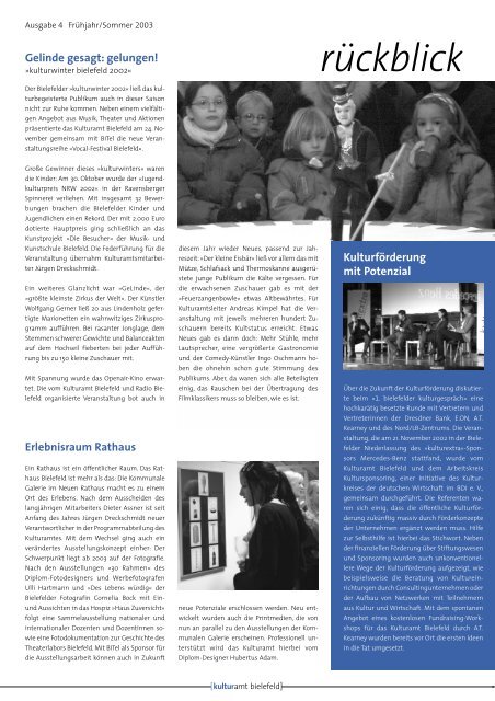 Ausgabe 4 FrÃ¼hjahr/Sommer 2003 - Kulturamt Bielefeld