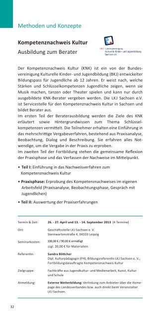 Leistungskatalog 2013/14 - netzwerk kulturelle bildung oberlausitz