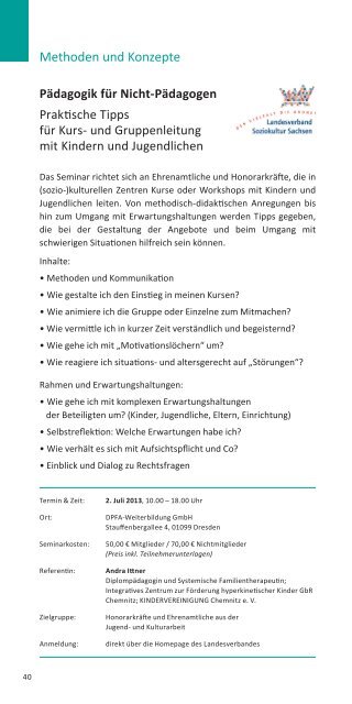 Leistungskatalog 2013/14 - netzwerk kulturelle bildung oberlausitz