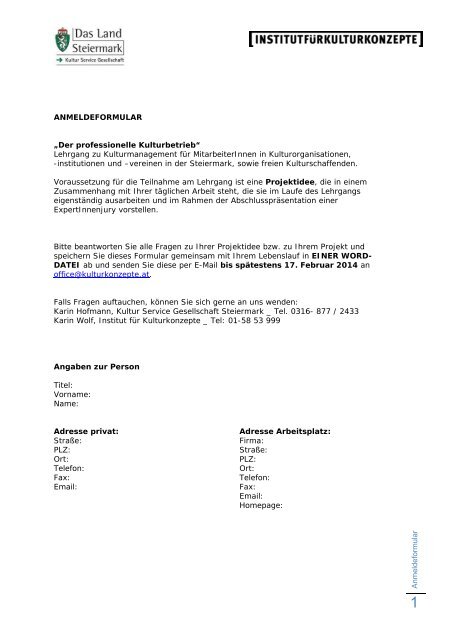 Anmeldung pdf zum Download - Kultur Service Gesellschaft ...