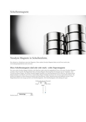 Scheibenmagnete Neodym Magnete in Scheibenform.