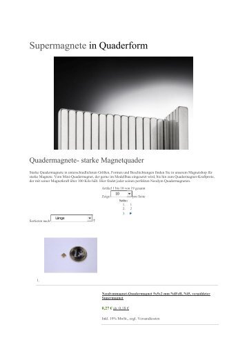 Supermagnete in Quaderform-Neodym Magnete