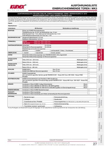 AuSFühRuNgSLISTE EINBRuChhEMMENDE TüREN | WK3 - Kunex