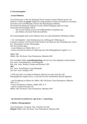 Kurzhinweise Zitierrichtlinien - Institut fÃ¼r Kunstgeschichte