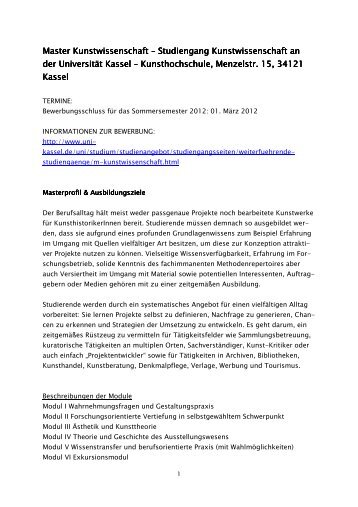 Studienprofil und Bewerbung 23-11 - Kunsthochschule Kassel