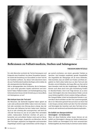 Reflexionen zu Palliativmedizin, Sterben und Salutogenese