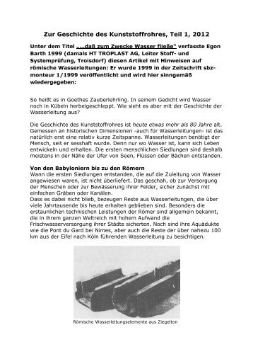 Zur Geschichte des Kunststoffrohres,Teil 1, 2012