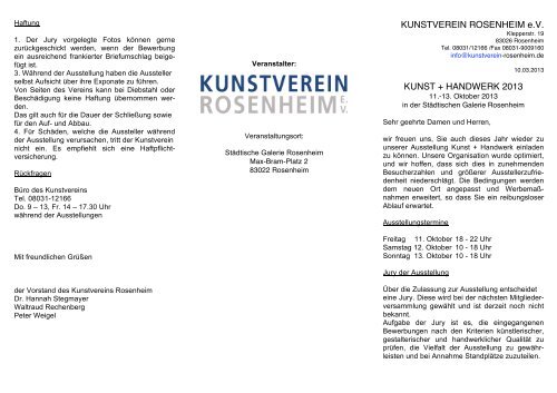 Ausschreibung lesen - Kunstverein Rosenheim