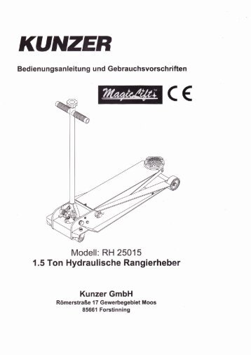 Bedienungsanleitung - KUNZER GmbH