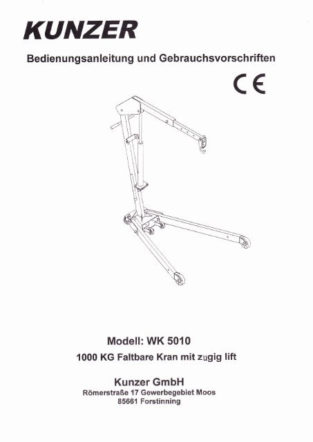 Bedienungsanleitung - KUNZER GmbH