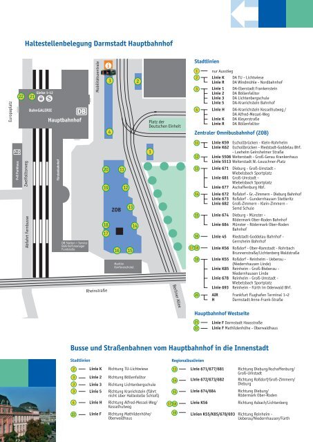 Vom Hauptbahnhof in die Innenstadt von Darmstadt mit - Dadina