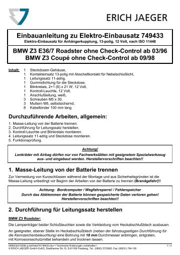 Einbauanleitung zu Elektro-Einbausatz 749433