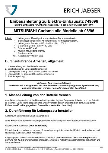 MITSUBISHI Carisma alle Modelle ab 08/95 - Rameder ...