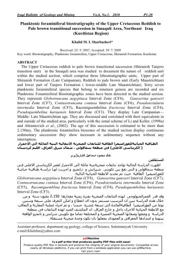 Planktonic foraminiferal biostratigraphy of the Upper Cretaceous ...