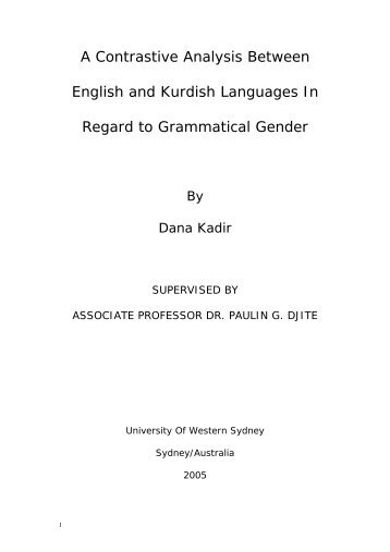 A Contrastive Analysis Between English and Kurdish Languages In ...