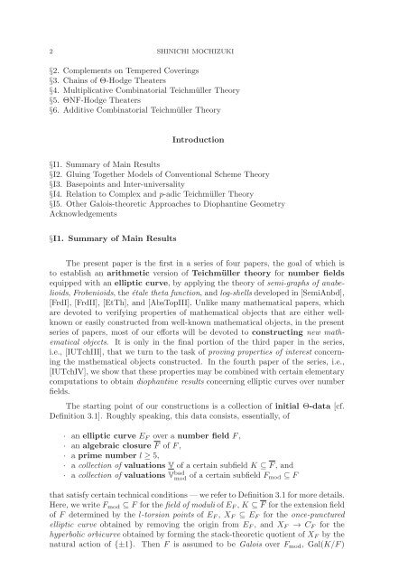 Inter-universal Teichmuller Theory I: Construction of Hodge Theaters
