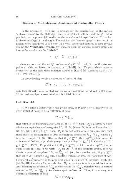 Inter-universal Teichmuller Theory I: Construction of Hodge Theaters