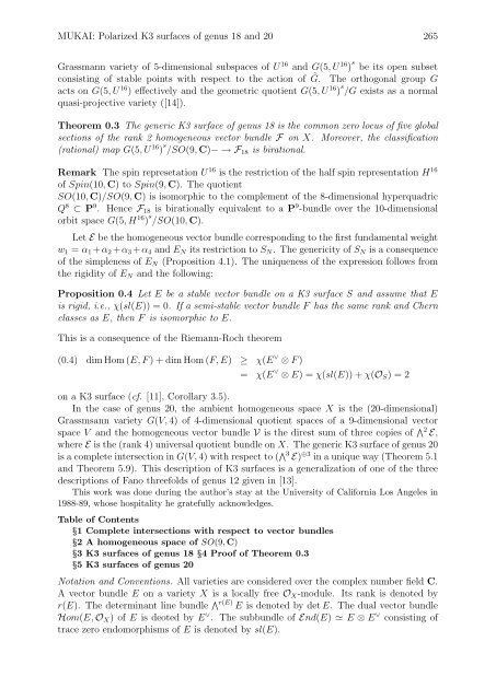 Polarized K3 surfaces of genus 18 and 20 - Research Institute for ...