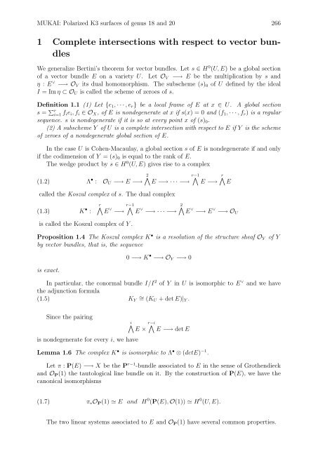 Polarized K3 surfaces of genus 18 and 20 - Research Institute for ...