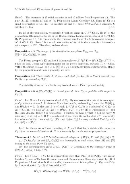 Polarized K3 surfaces of genus 18 and 20 - Research Institute for ...