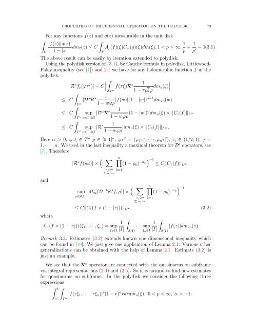 On some properties of a differential operator on the polydisk