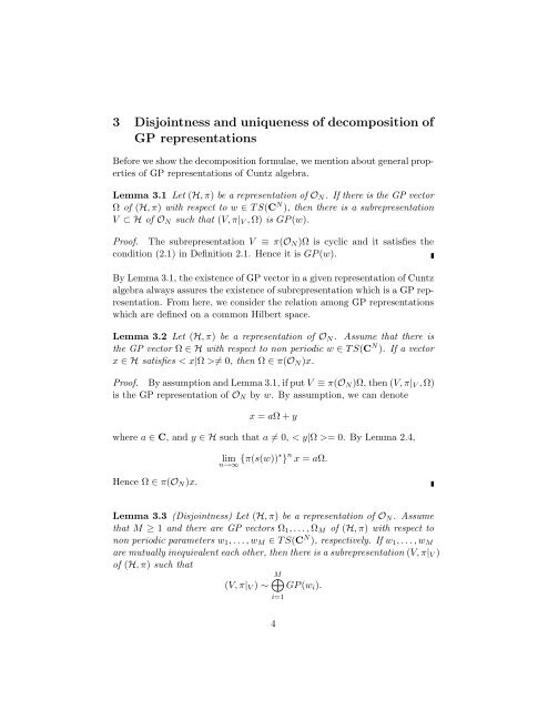 Generalized permutative representation of Cuntz algebra. II ...