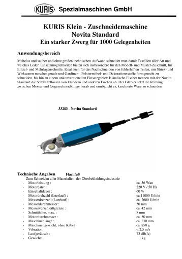 Prospekt Novita Standard - Kuris Spezialmaschinen GmbH