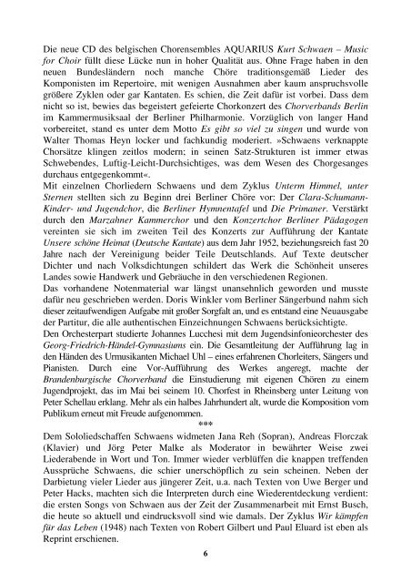 13. Jahrgang / Dezember 2009 im PDF-Format - Kurt Schwaen
