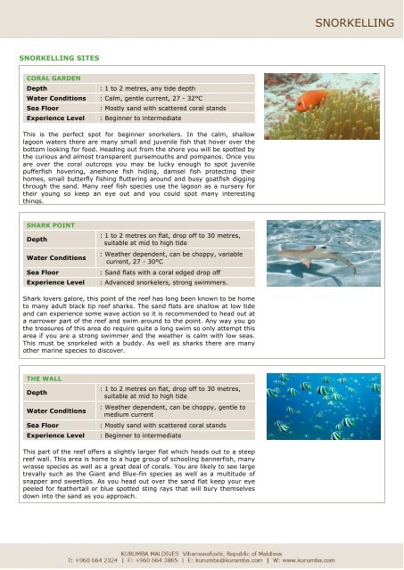 SNORKELING FACT SHEET - Kurumba Maldives