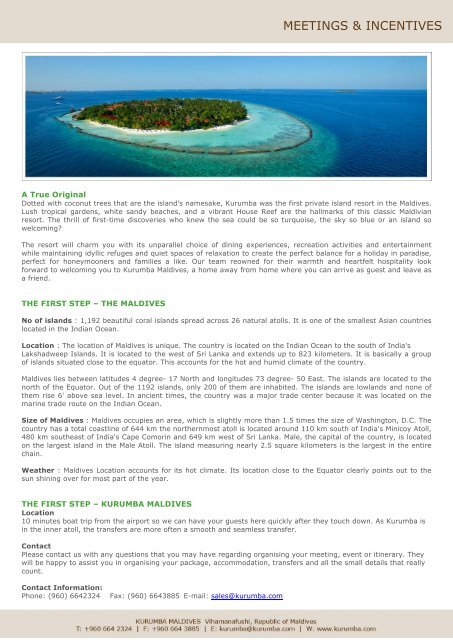 Meetings and Events factsheet - Kurumba Maldives