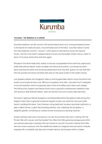 Kurumba - The Maldives in a nutshell - Kurumba Maldives