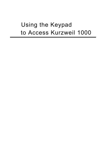 Using The Keypad - Kurzweil Educational Systems